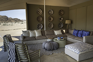 Luxury Skeleton Coast Safaris - Open Lounge Area at Hoanib in Namibia