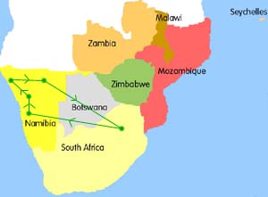 Namibia Safari Tour Map