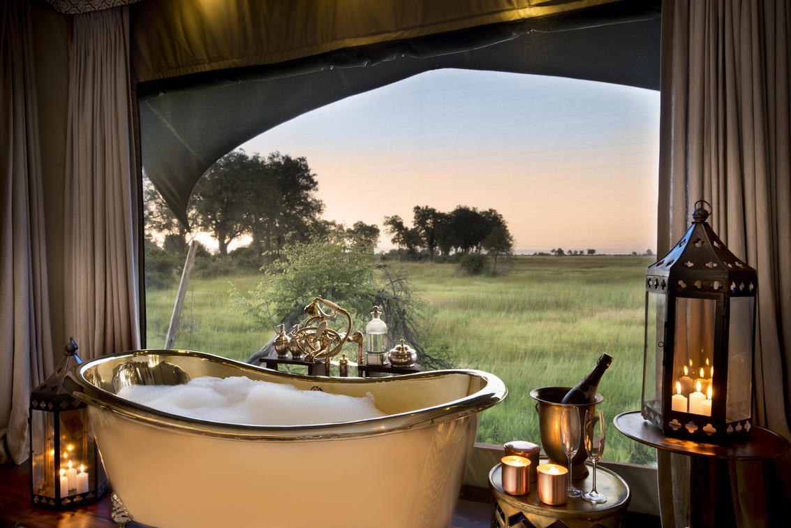 Duba Plains Bath With a View Bathroom view at Duba Plains